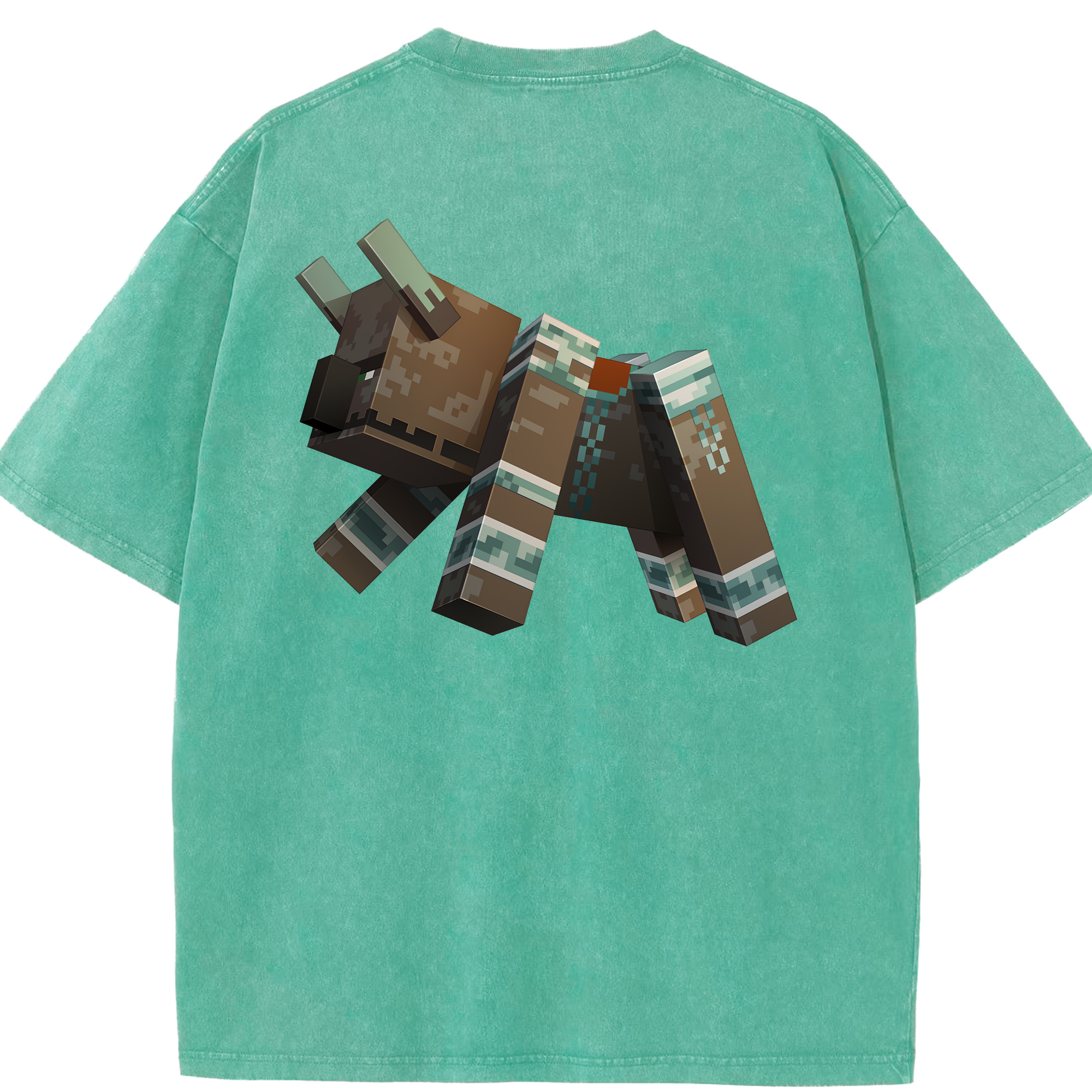 （画像用） マインクラフト ブロックの世界 Minecraft MC Block world 綿100% ヴィンテージ風 半袖Tシャツ（背面プリント）